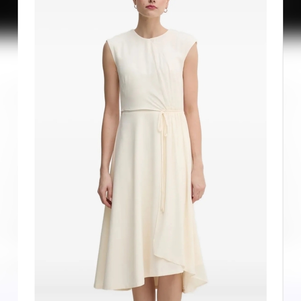 DKNY Women Cap-sleeve Cinched Sheath Dress Sz 2 Ivory Cocktail Business Casual